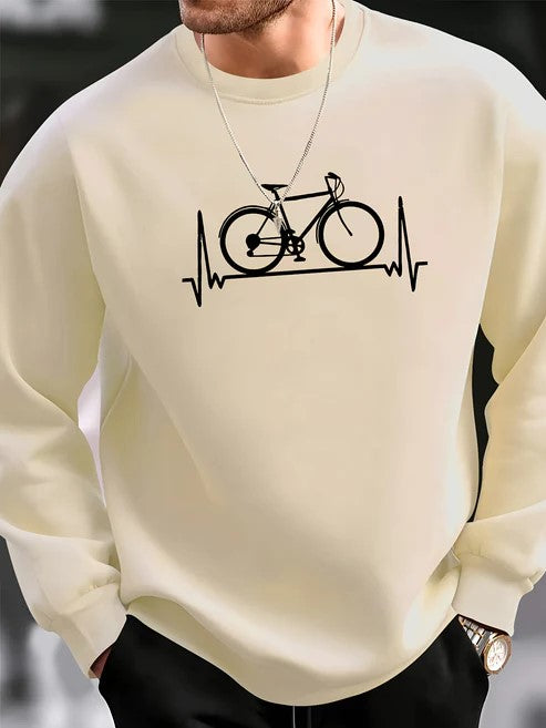 Casual Tröja med Cykel Tryck för Herr | Perfekt för Casual Dagar