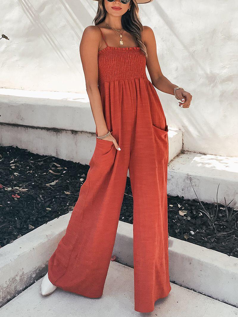Avslappnad Bredbent Ärmlös Blommig Jumpsuit för Dam | Ideal för Vår/Sommar