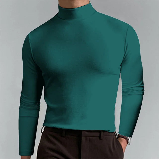 Casual Tajt Passform Fleece Polotröja för män | Ideal för Höst/Vinter