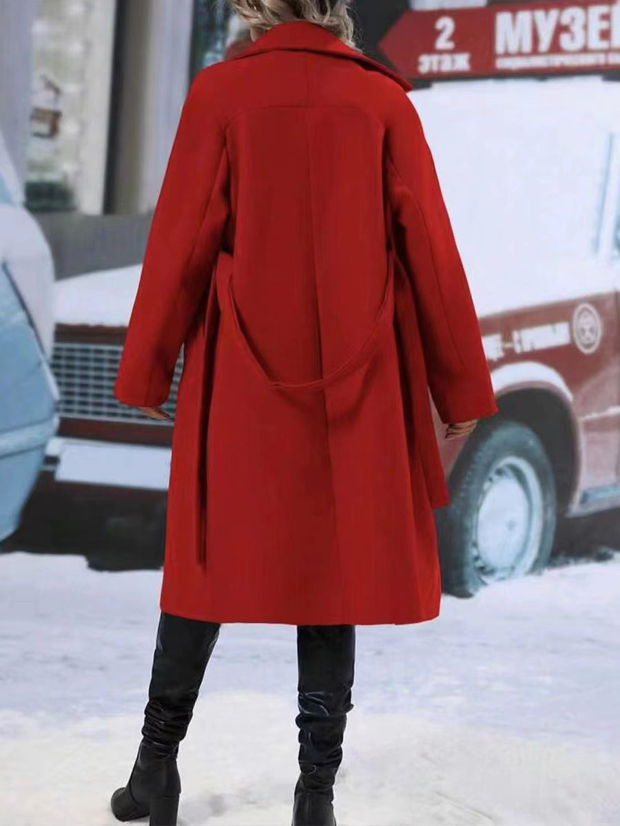 Elegant Dubbelknäppt Trenchcoat med Revers för Kvinnor | Perfekt för Höst/Vinter