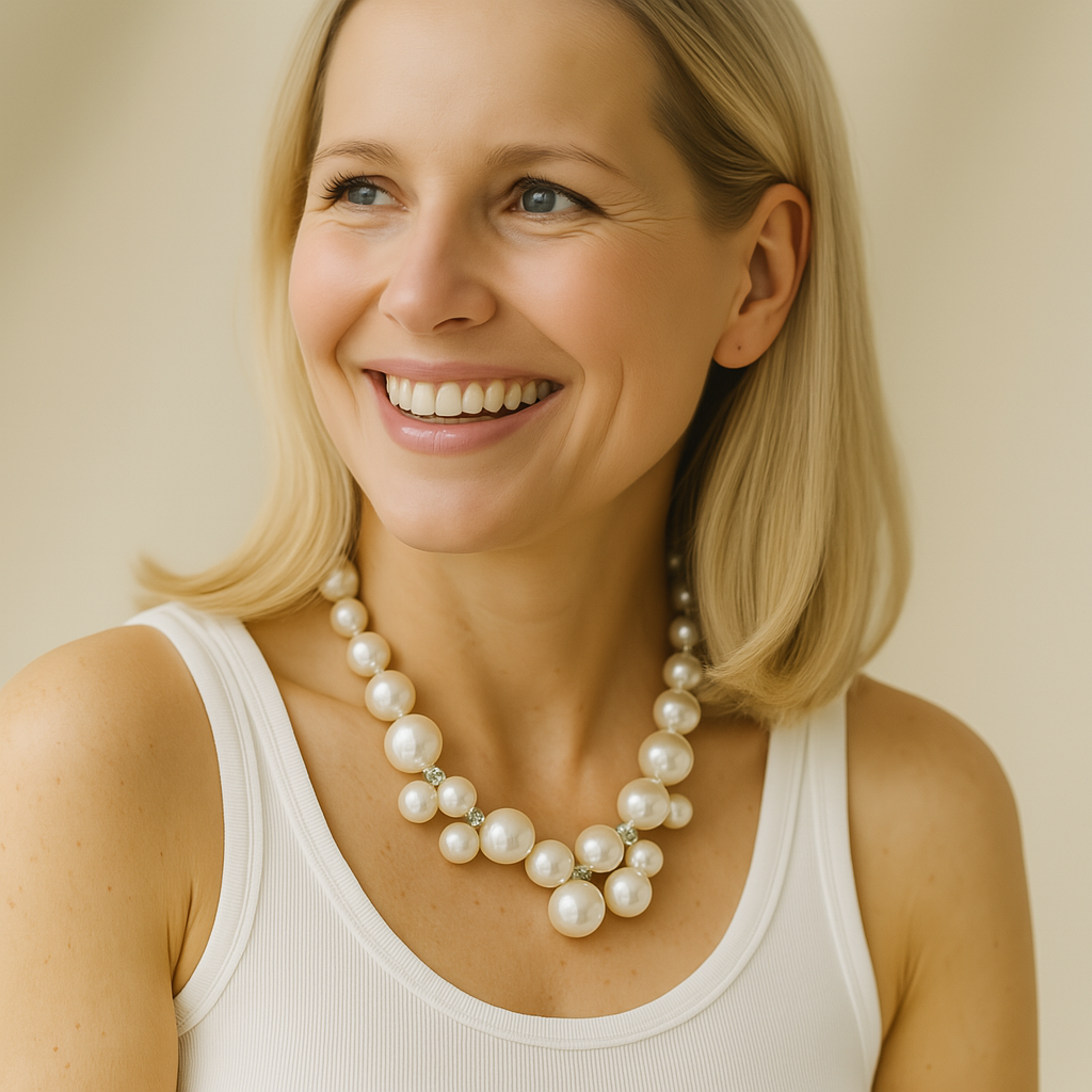 Damhalsband med rund pärldesign 4