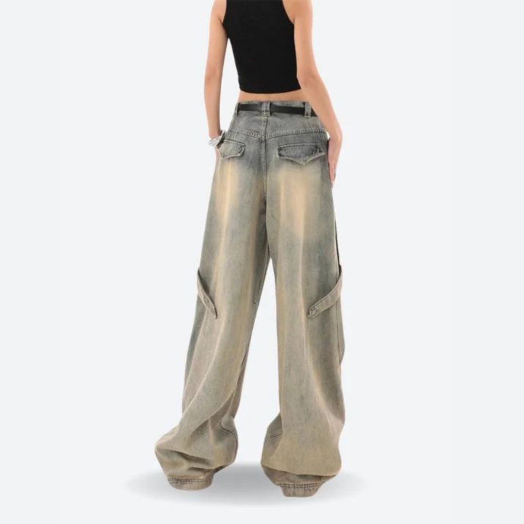 Stilsamma lager på lager baggy denimbyxor för kvinnor | Perfekt för Alla Säsonger