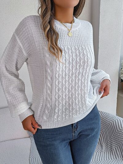Eleganta Kabel Tröja med Pärldetaljer för Dam | Perfekt för Höst/Vinter