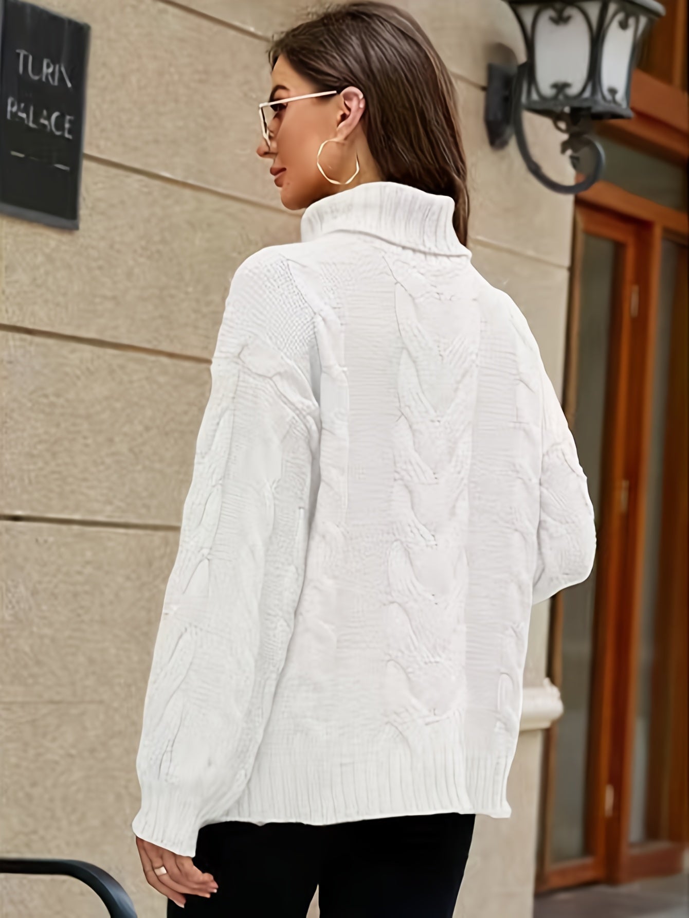 Vit Kabel Polotröja för Dam | Ideal för Höst/Vinter