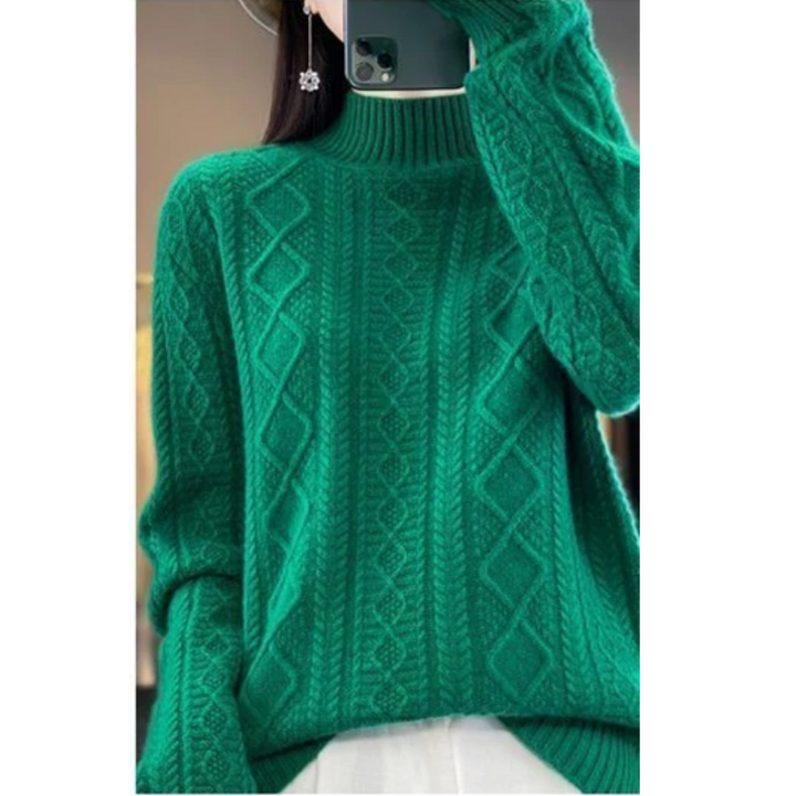 Stilren Kabel Turtleneck Tröja för Dam | Perfekt för Höst/Vinter