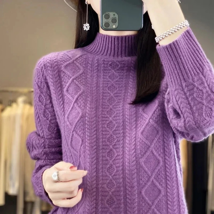 Stilren Kabel Turtleneck Tröja för Dam | Perfekt för Höst/Vinter