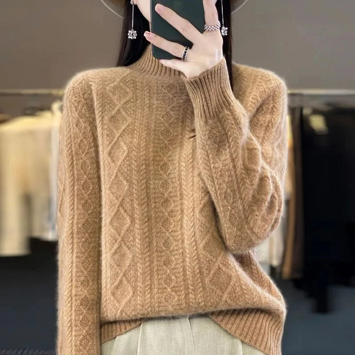 Stilren Kabel Turtleneck Tröja för Dam | Perfekt för Höst/Vinter