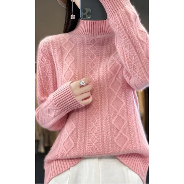 Stilren Kabel Turtleneck Tröja för Dam | Perfekt för Höst/Vinter