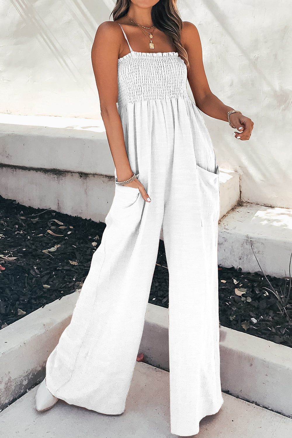 Avslappnad Ärmlös Sommar Jumpsuit Med Fickor för Dam | Perfekt för Sommardagar