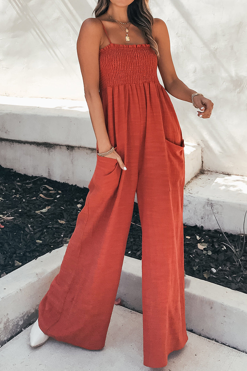 Avslappnad Ärmlös Sommar Jumpsuit Med Fickor för Dam | Perfekt för Sommardagar