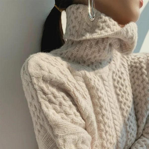 Kabel Polotröja För Dam | Perfekt för Höst/Vinter