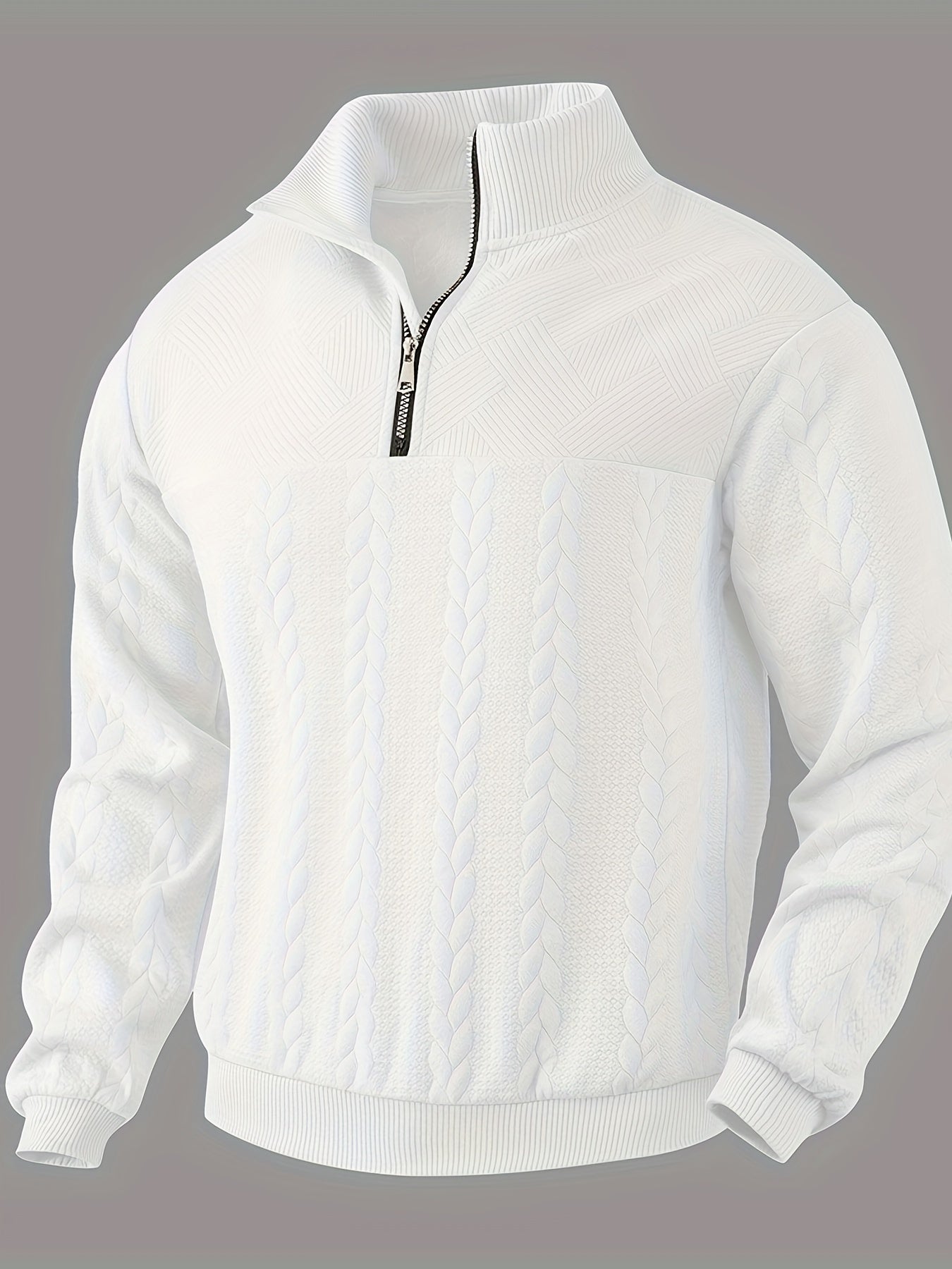 Casual Tröja med Stående Krage Zipper för Män | Perfekt för Höst/Vinter