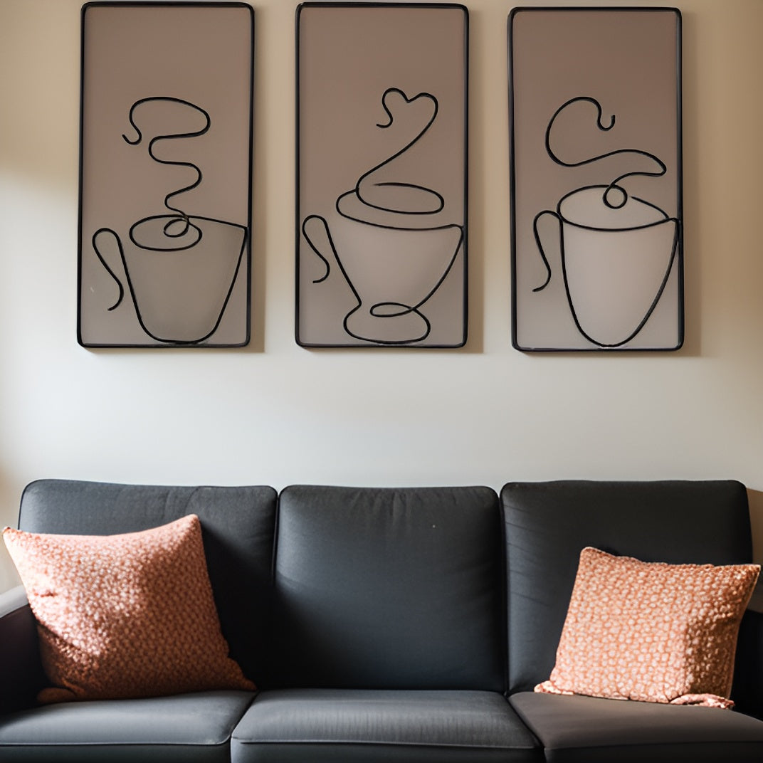 BrewScape | Stilf Konst, Estetisk Kaffekopp Väggkonst, Perfekt för Kaféer & Mysiga Utrymmen