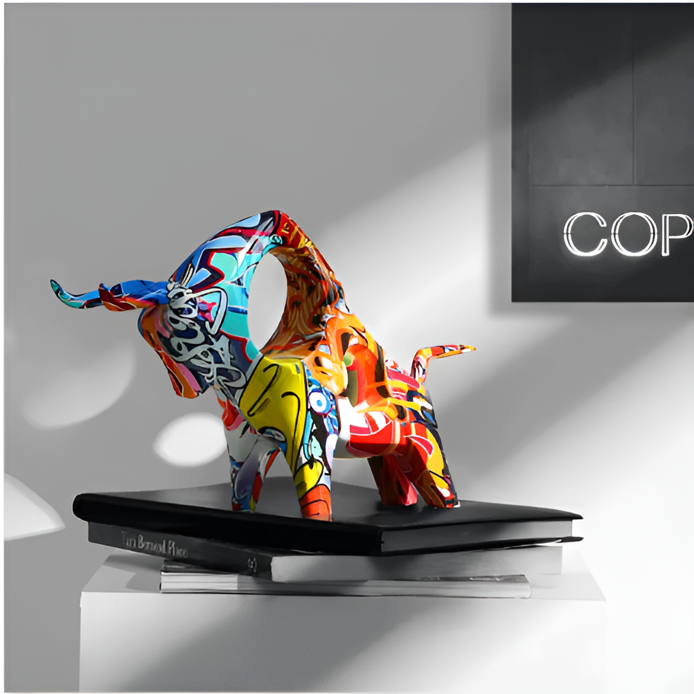 ColorHoof | Lekf Mini, Flerfärgad Miniatyr Ko-Staty, Perfekt för Rolig Skrivbordsdekoration