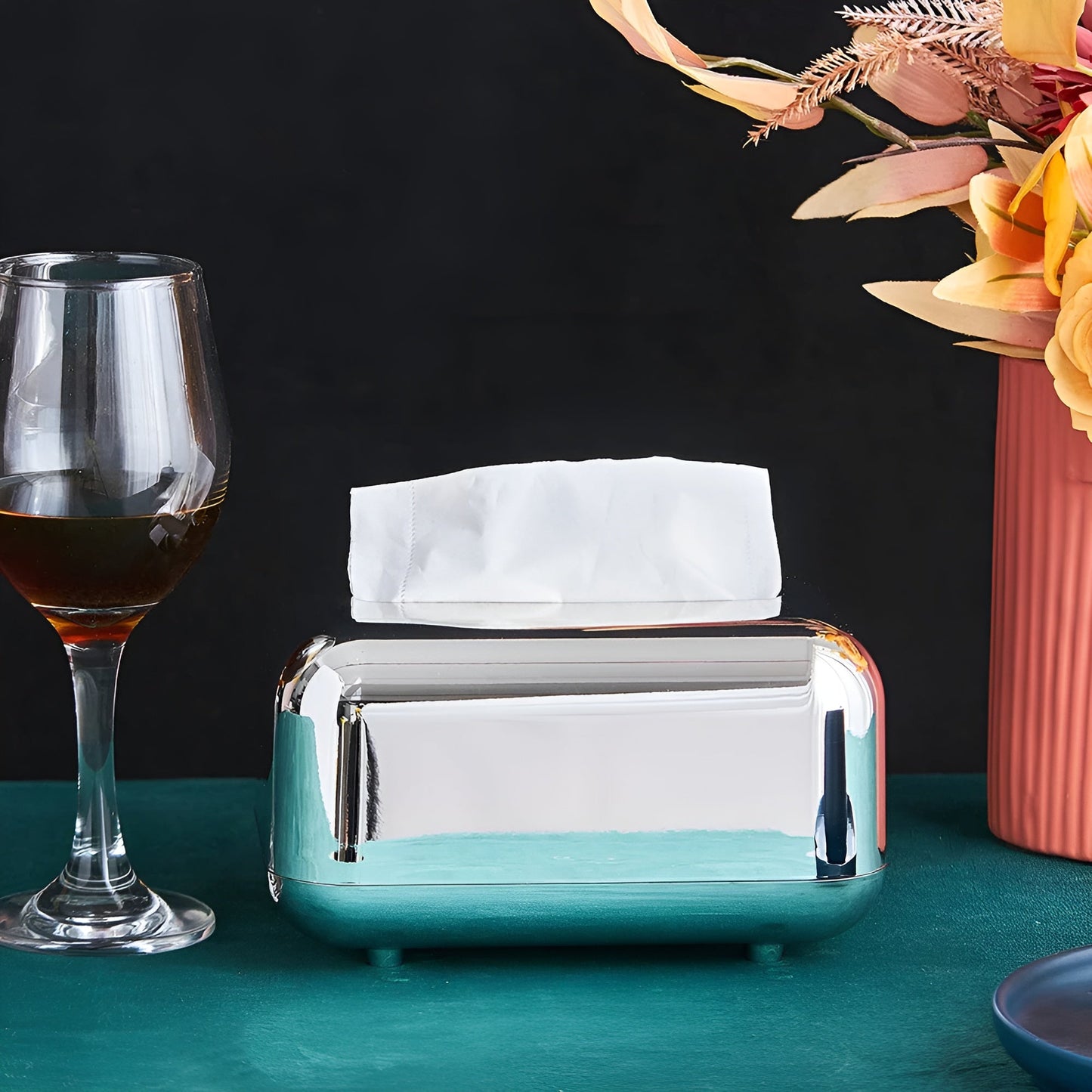 GildLuxe | Elegant Pappershållare, Spegelblank Förvaringsorganisatör, Perfekt för Hem- & Kontorsinredning