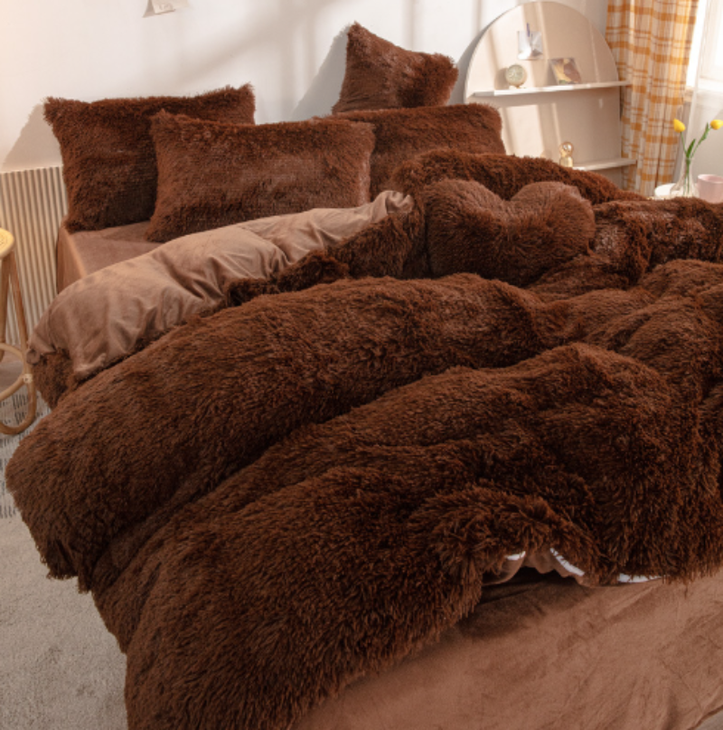 FluffyNest | t Täcke i Godisfärg, Långhårig Plysch & Ultra-Mjuk, Dragkedjestängning, Mysig & Stilren, Perfekt för Bekväm Sömn & Elegant Sovrumsinredning