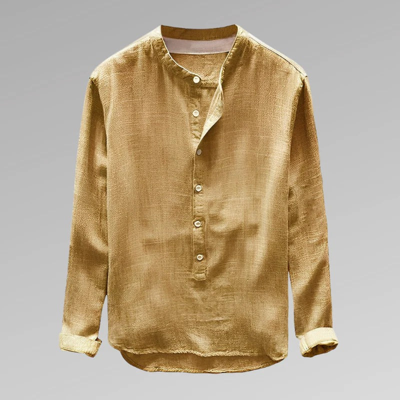 Klassisk Skjorta Med Bandkrage För Män | Ideal för sommaren