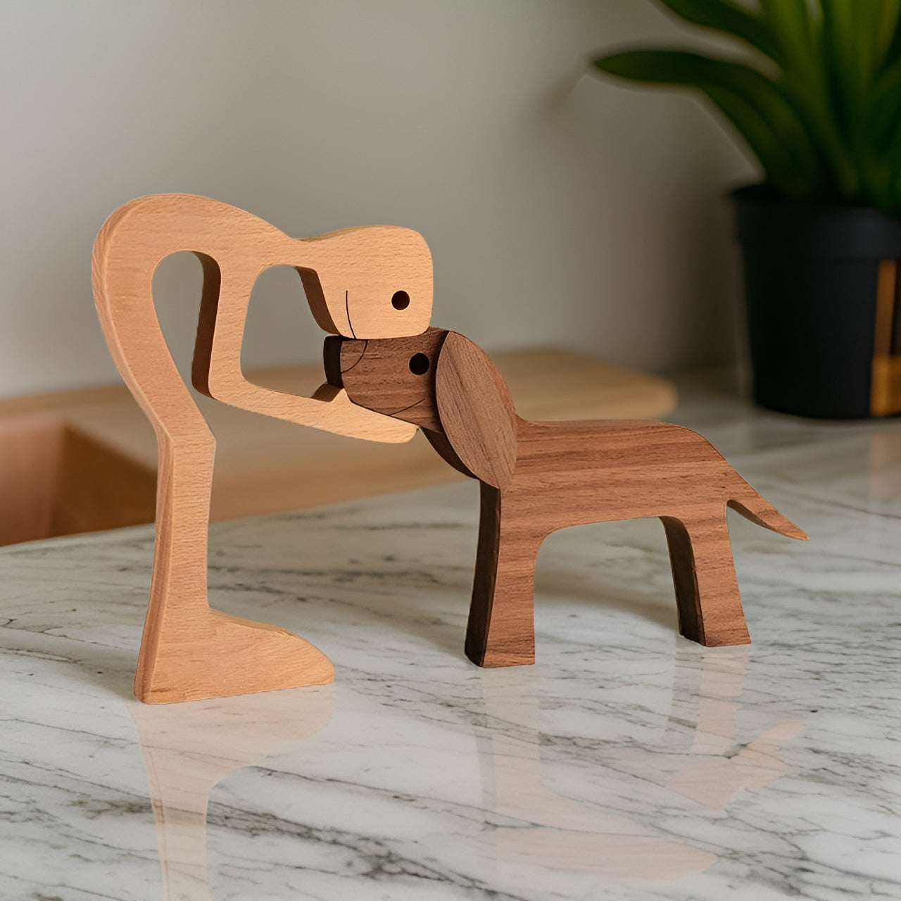PawBond | Hund & Mänsklig Hand-Skulptur, Konstnärlig & Hållbar, Perfekt För Heminredning