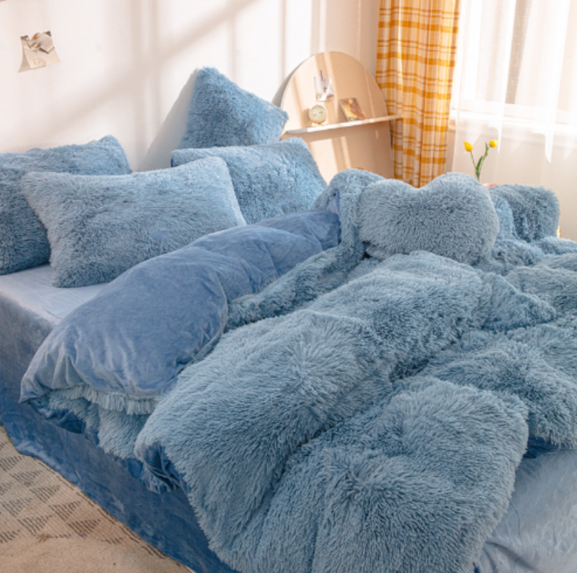 FluffyNest | t Täcke i Godisfärg, Långhårig Plysch & Ultra-Mjuk, Dragkedjestängning, Mysig & Stilren, Perfekt för Bekväm Sömn & Elegant Sovrumsinredning