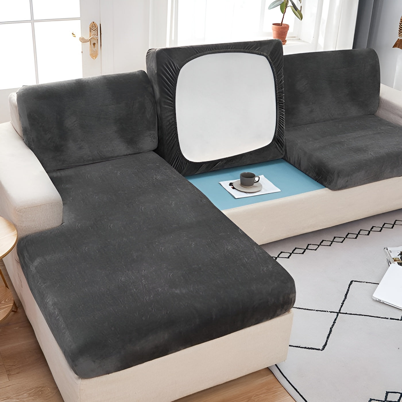 SmoothLuxe | Sofföverdrag i sammet, ultrastretchigt och skrynkelfritt, perfekt för att skydda soffor och samtidigt förhöja interiörens estetik