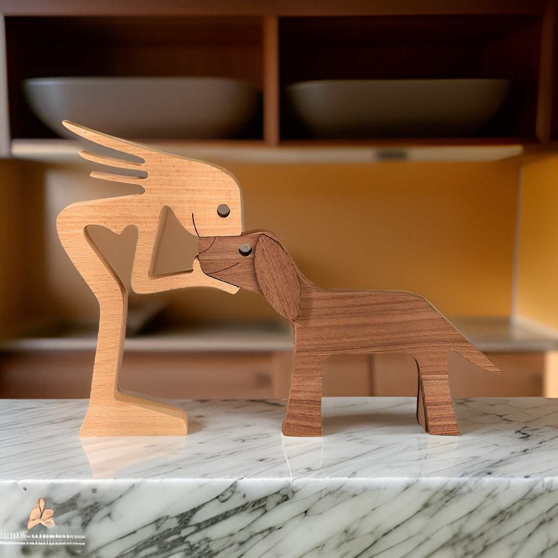 PawBond | Hund & Mänsklig Hand-Skulptur, Konstnärlig & Hållbar, Perfekt För Heminredning