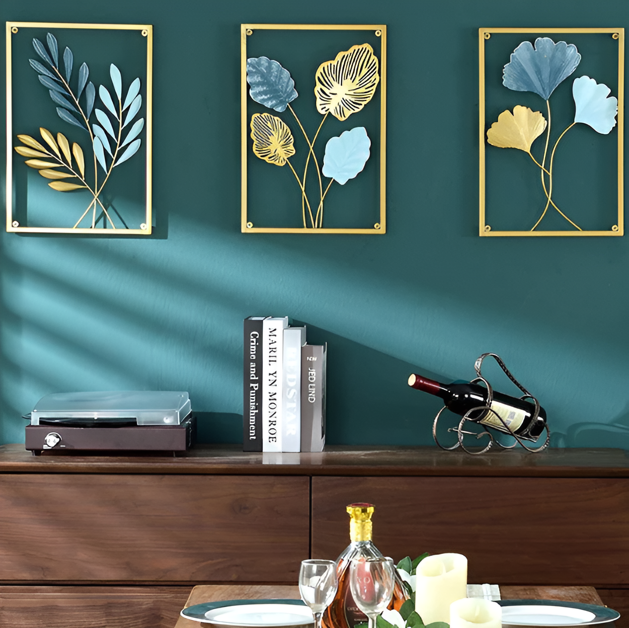 NordicLeaf | Väggkonst, Metallblad-Inspirerad Design, Perfekt För Naturnära Hem