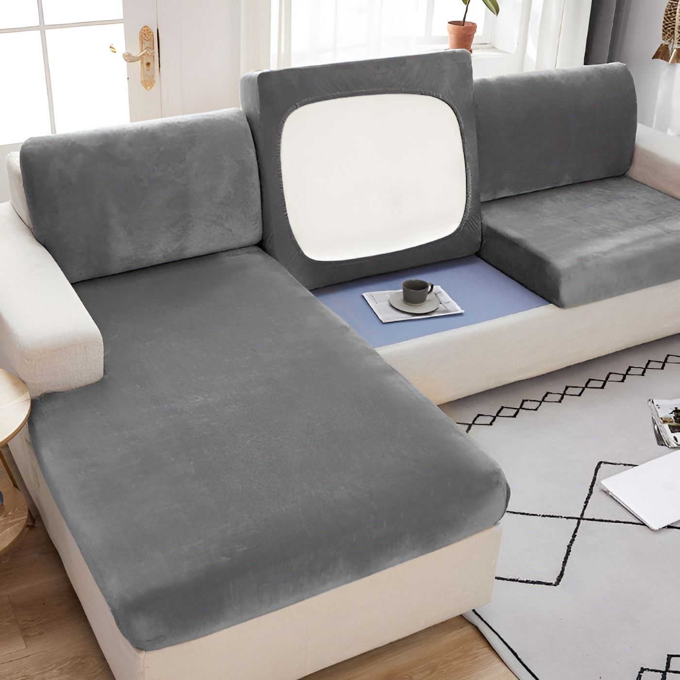 SmoothLuxe | Sofföverdrag i sammet, ultrastretchigt och skrynkelfritt, perfekt för att skydda soffor och samtidigt förhöja interiörens estetik