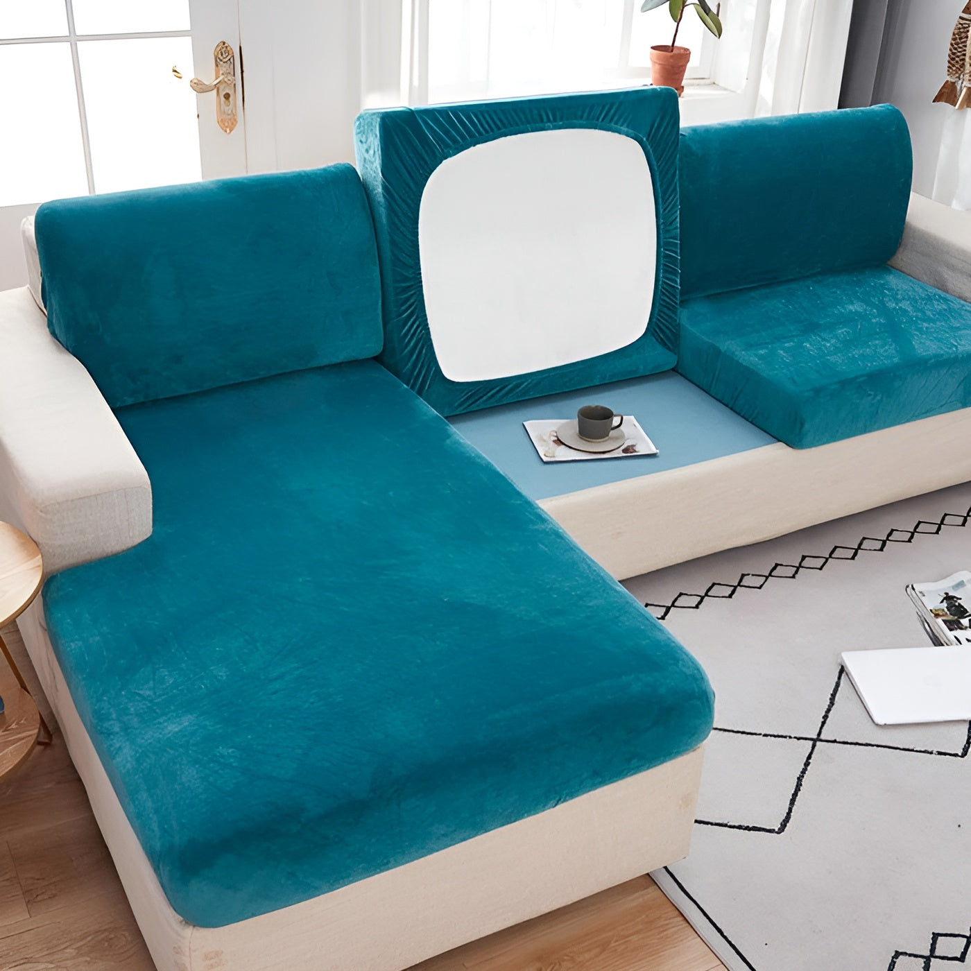 SmoothLuxe | Sofföverdrag i sammet, ultrastretchigt och skrynkelfritt, perfekt för att skydda soffor och samtidigt förhöja interiörens estetik