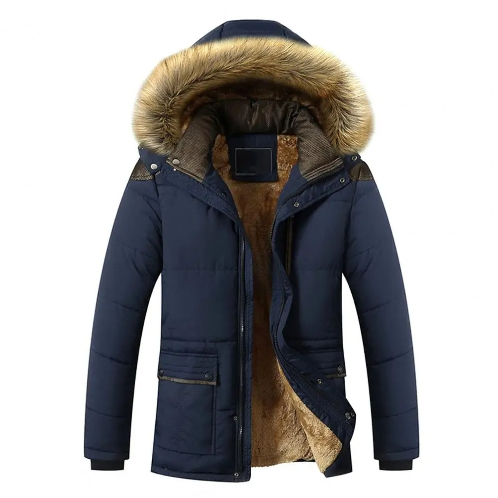 Pufferjacka med Päls Foder och Huva för Herr | Perfekt för Höst/Vinter