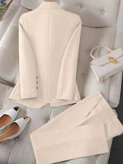 Stilft Enfärgad Tvådelad Blazer-Set För Kvinnor | För Formella Tillfällen