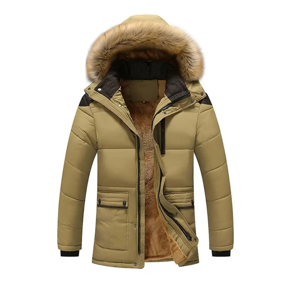 Pufferjacka med Päls Foder och Huva för Herr | Perfekt för Höst/Vinter