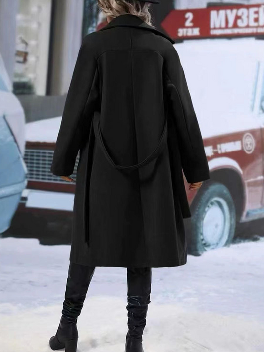 Elegant Dubbelknäppt Trenchcoat med Revers för Kvinnor | Perfekt för Höst/Vinter