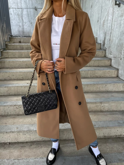 Stilf Trenchcoat Med Knäppningsdetalj, Färgblock Och Tvättbar Design För Damer | Perfekt för Vardagsbruk