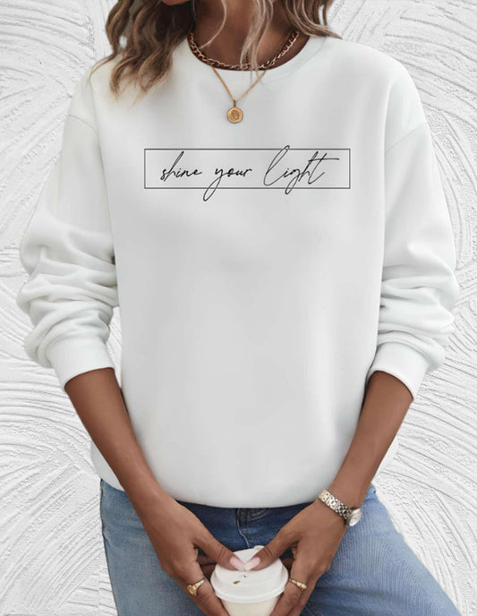 Casual Tröja med "Shine Your Light" Tryck för Dam | Perfekt för Casual Dagar