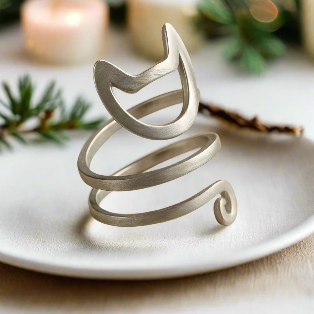 Damring med vriden kattdesign 0