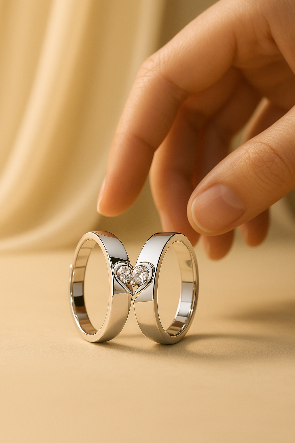 Hjärtformade matchande löfteringar för par 2