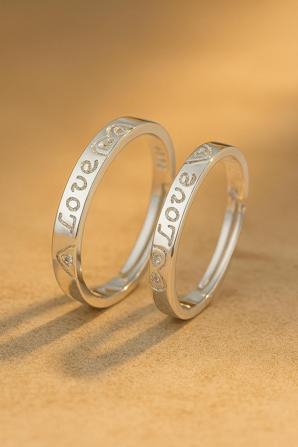 Hjärtformade matchande löfteringar för par 4