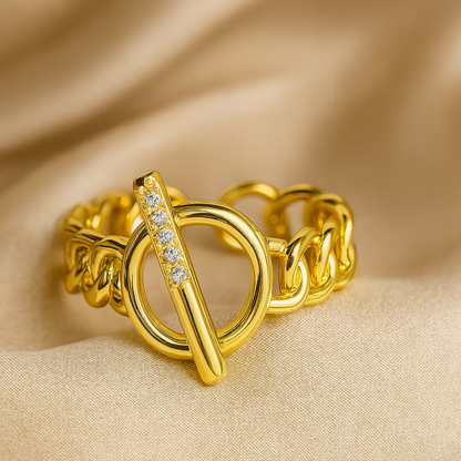 Öppen ring för kvinnor med geometrisk tvinnad kedjedesign 1