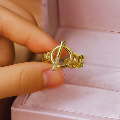 Öppen ring för kvinnor med geometrisk tvinnad kedjedesign 2