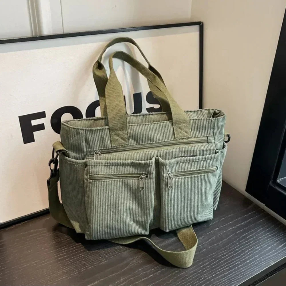 Rymlig tygväska med justerbar rem för kvinnor 5