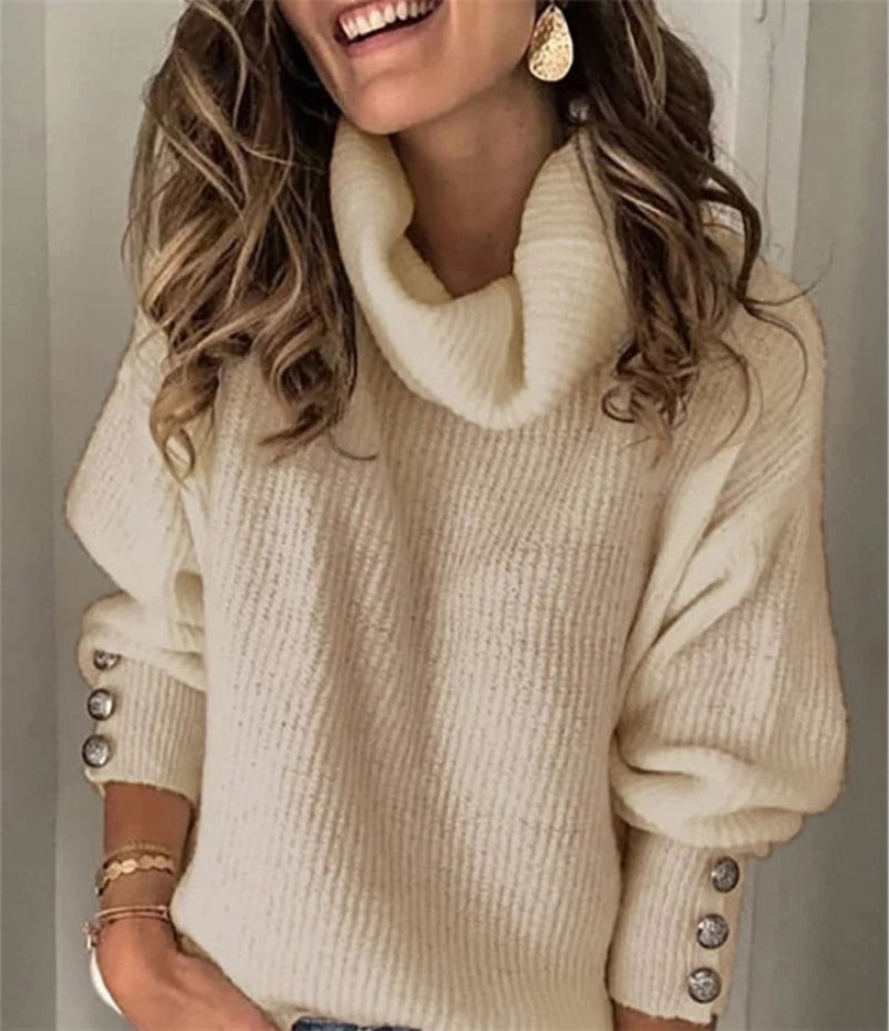 Stylish Tröja med Knappar för Dam | Ideal för Höst/Vinter