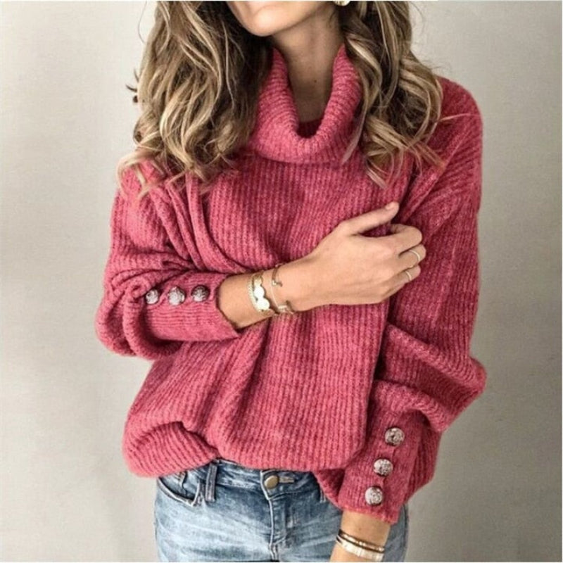 Stylish Tröja med Knappar för Dam | Ideal för Höst/Vinter