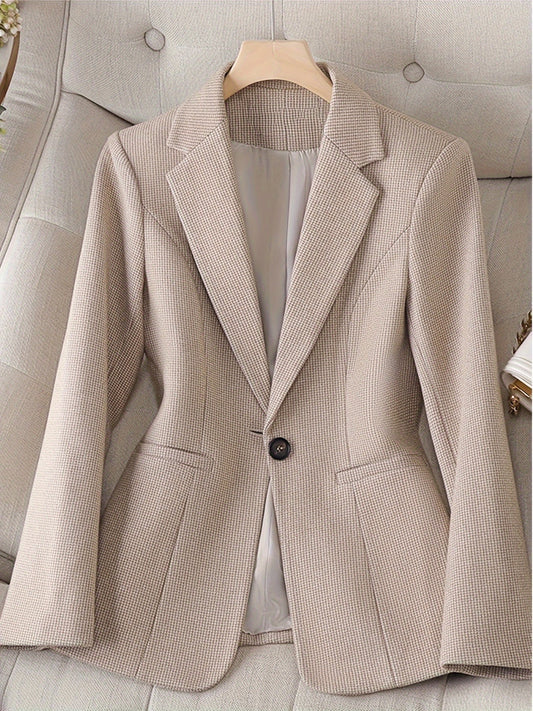 Elegant Business Blazer med Notch Krage i Beige för Dam | Perfekt för Alla Årstider