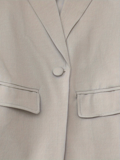 Elegant Sjalkrage Blazer Och Lockfickor Byxor Blazer-Set För Kvinnor | Perfekt för Formella Tillfällen