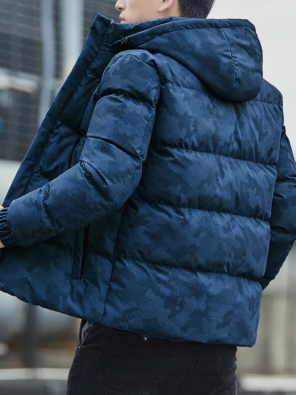 Ledig Camo Huvjacka Vinterjacka För Män | Perfekt för Vinteraktiviteter