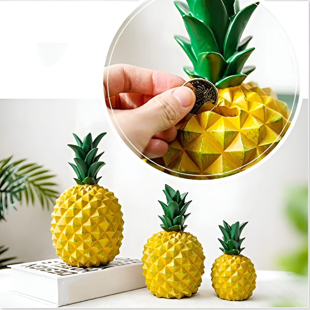 SavannaVault | Livlig Sparbössa, Harts Ananas Myntbox, Perfekt För Heminredning