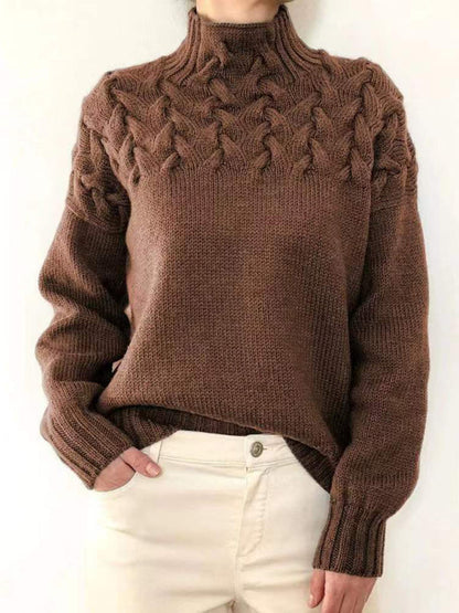 Chic Kabelstickad Polotröja För Dam | Perfekt för Höst/Vinter