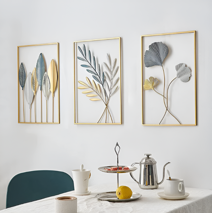 NordicLeaf | Väggkonst, Metallblad-Inspirerad Design, Perfekt För Naturnära Hem