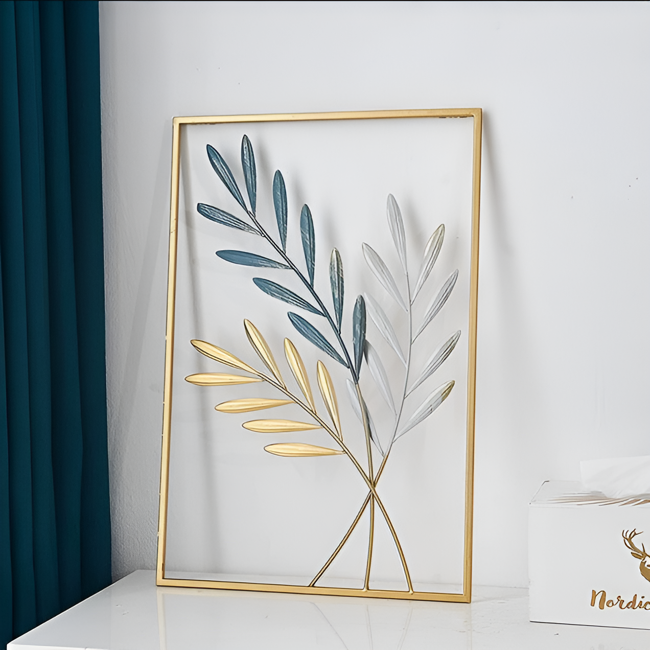 NordicLeaf | Väggkonst, Metallblad-Inspirerad Design, Perfekt För Naturnära Hem