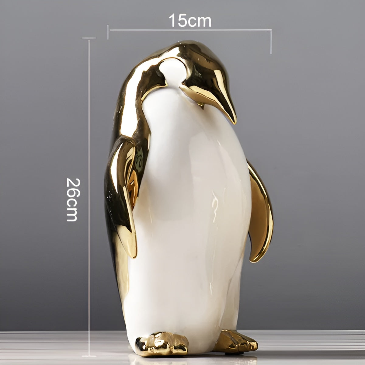 GildedPenguin | Gyllene Keramisk Pingvinskulptur, Lekfull Inredningsdetalj, Perfekt För Heminredning